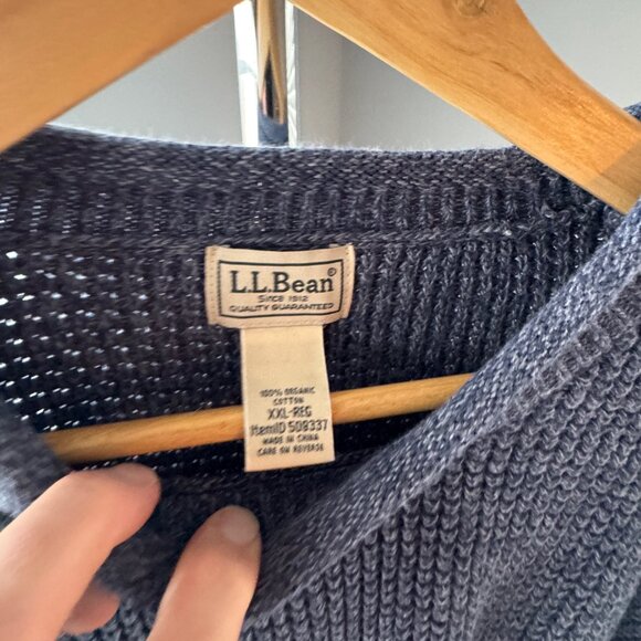 Men's L.L.Bean Organic Cotton Waffle Sweater, Rollneck Crew XXL Vintage Indigo - Picture 3 of 3